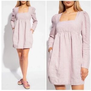Ganni Babydoll Hemp Mini Dress NWT
